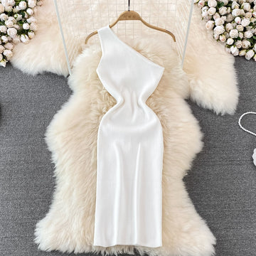 Steph Knit One Shoulder Dress - SunsetFashionLA